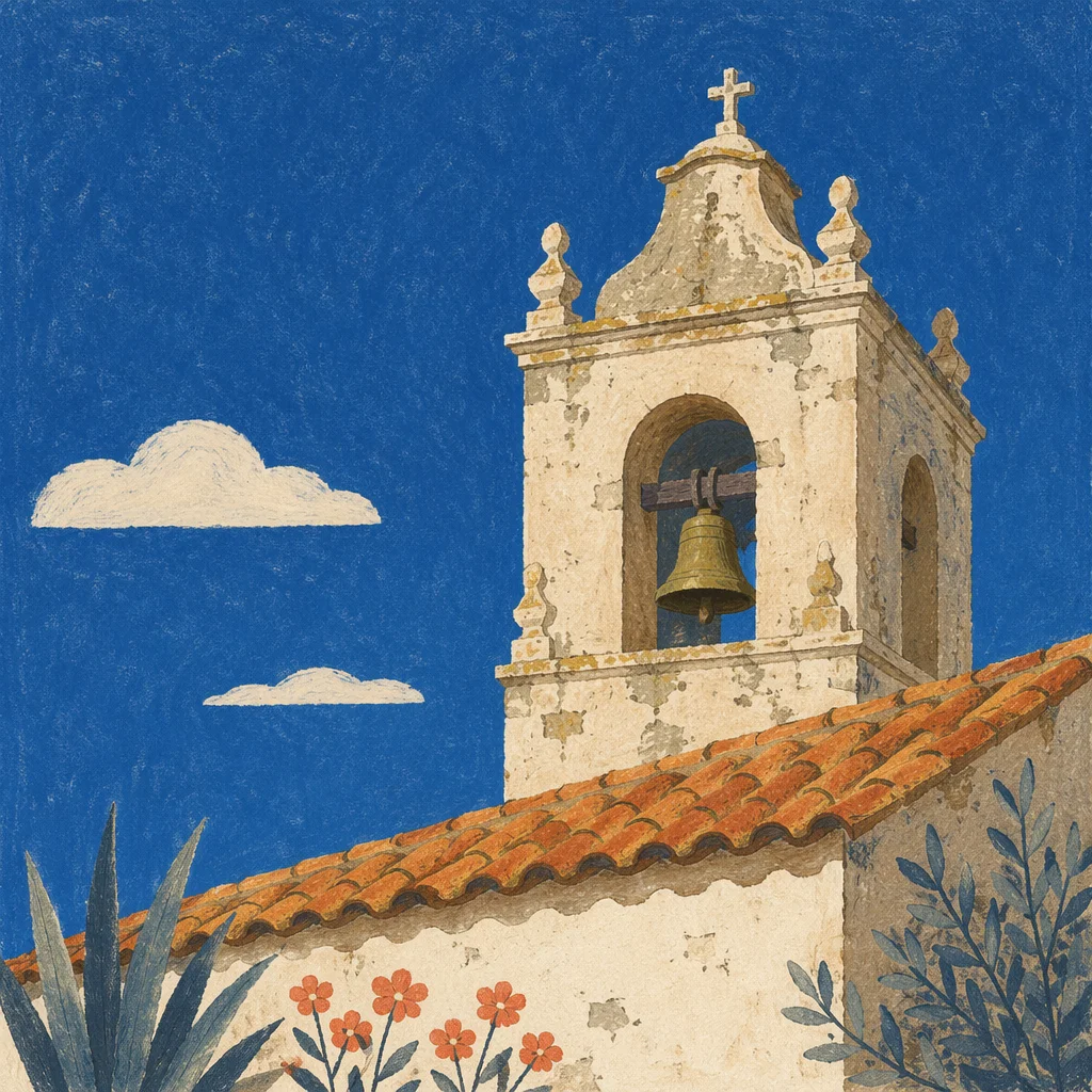 Historic Church Bell Tower Under Blue Sky