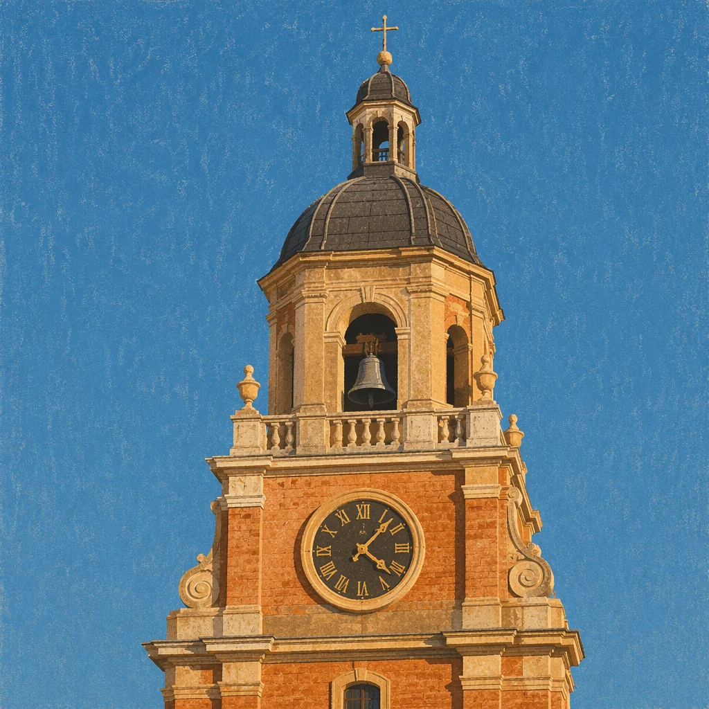 Historic Church Bell Tower Under Blue Sky