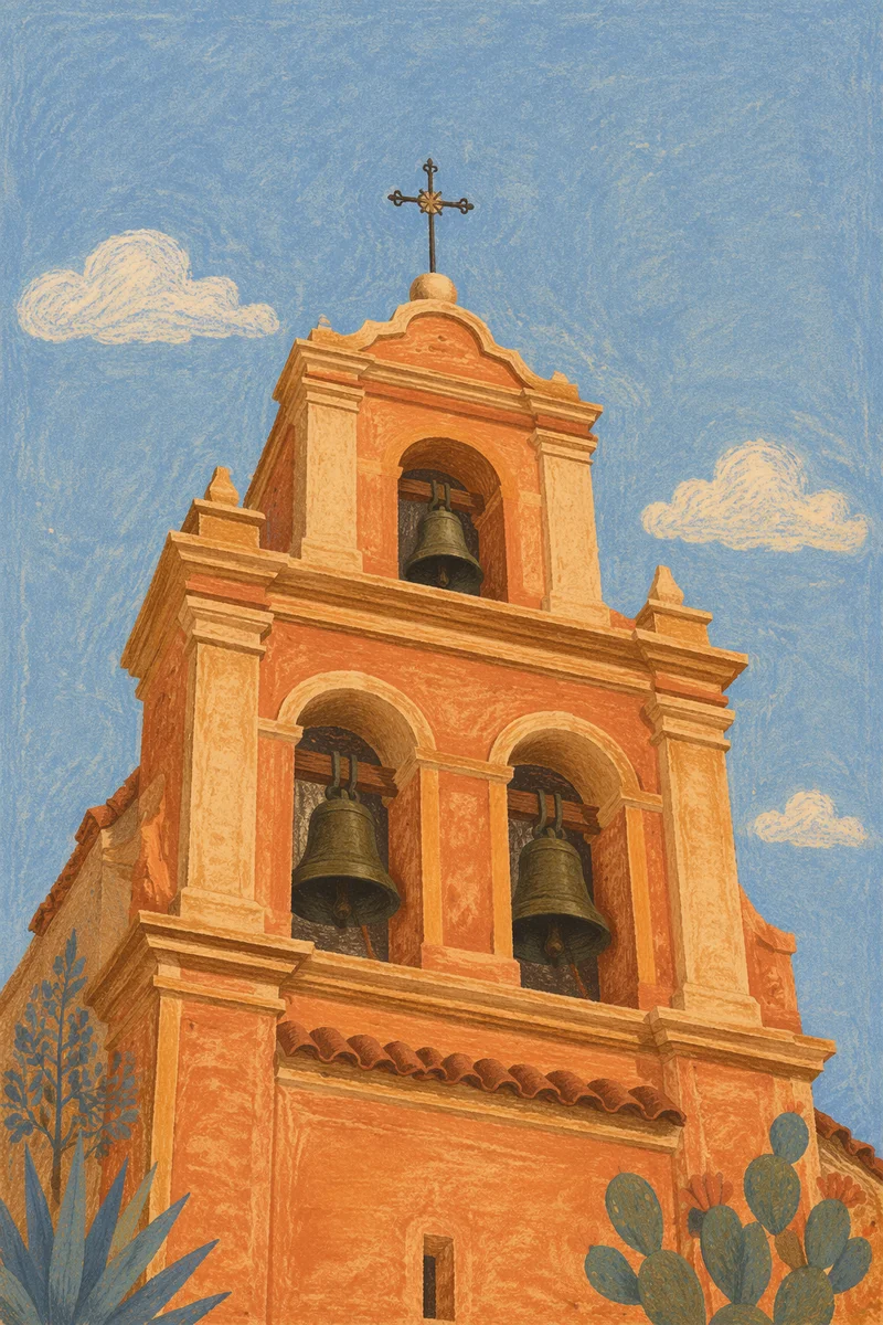 Historic Church Bell Tower Under Blue Sky
