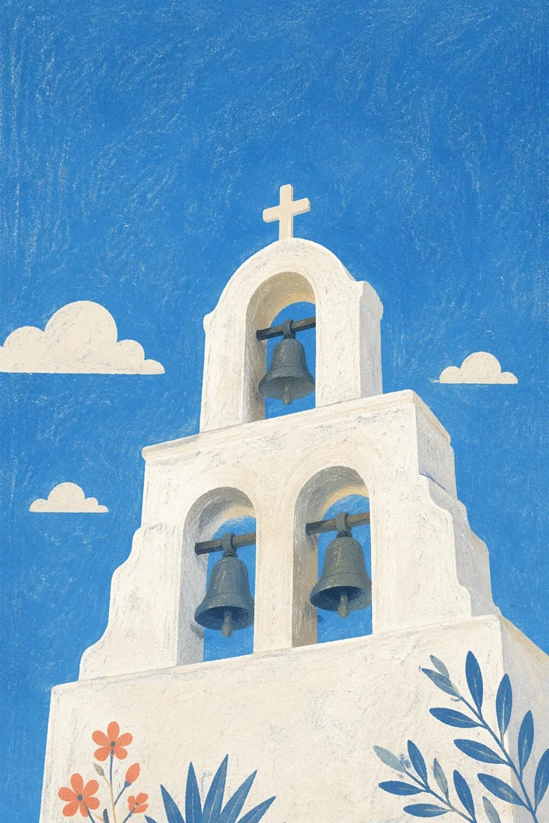White Church Bell Tower Under Blue Sky