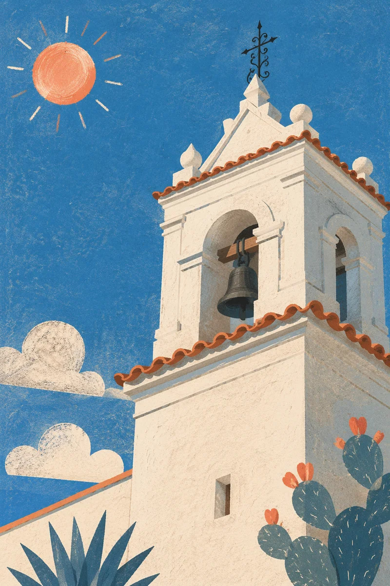 White Church Bell Tower Under Blue Sky