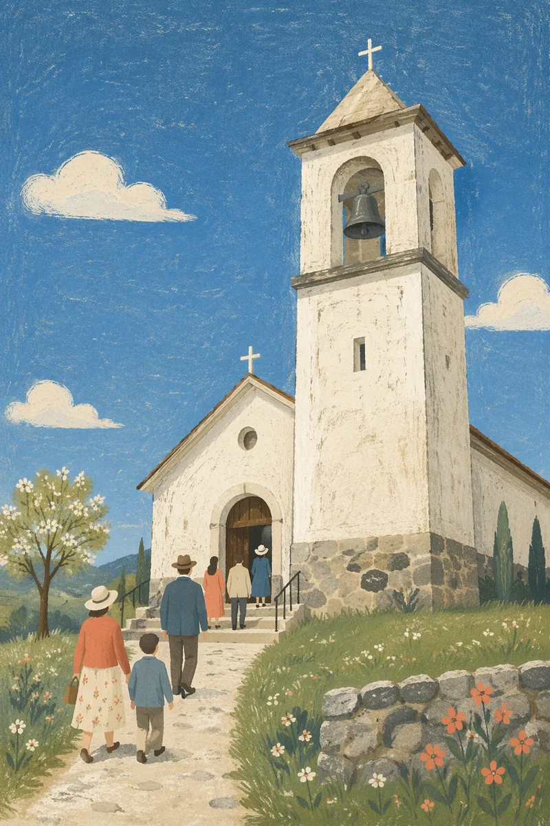 White Church Bell Tower Under Blue Sky