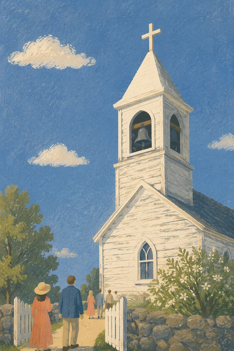 White Church Bell Tower Under Blue Sky