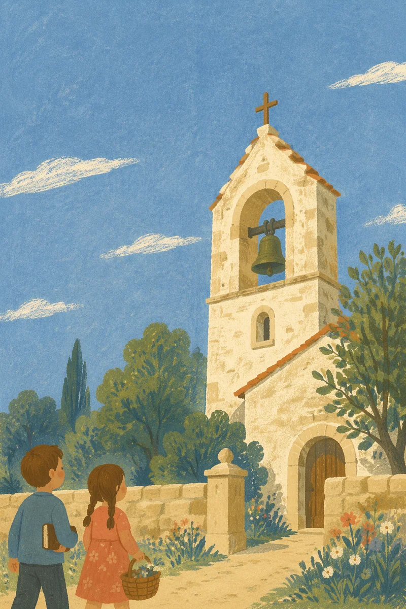 Countryside Church Bell Tower Under Blue Sky