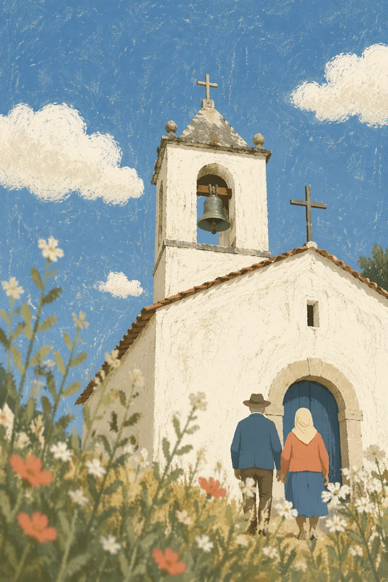 Countryside Church Bell Tower Under Blue Sky