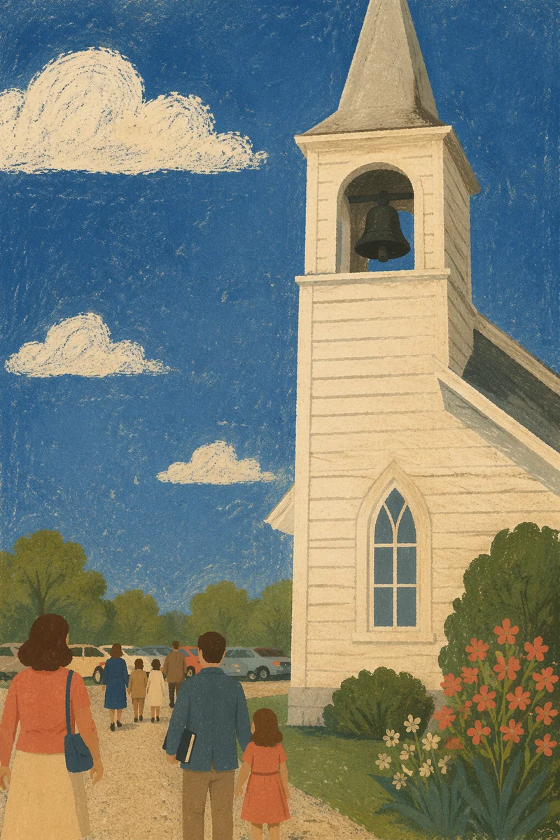 White Church Bell Tower Under Blue Sky