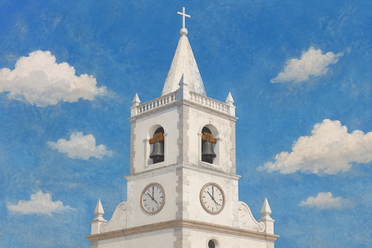 White Church Bell Tower Under Blue Sky