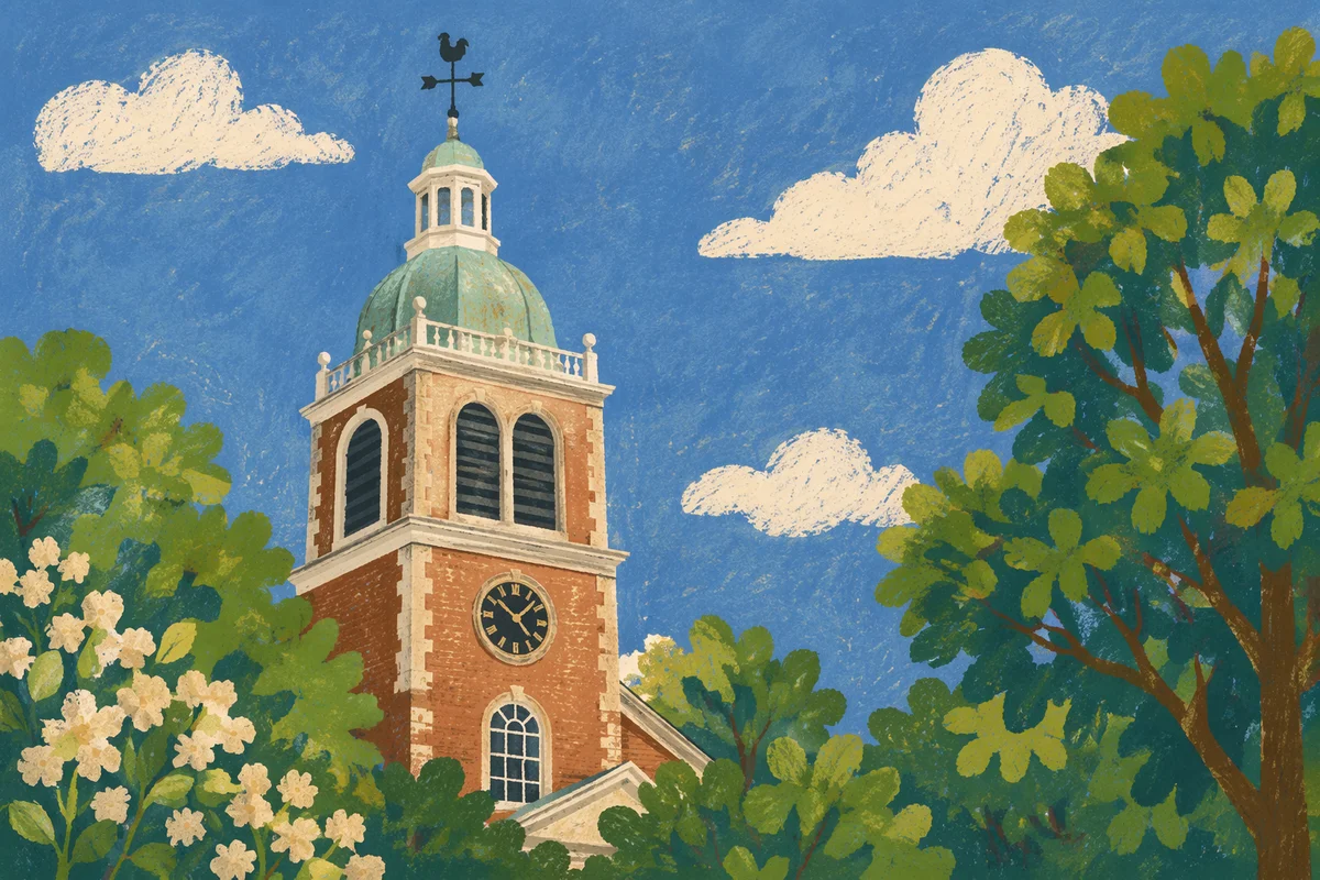 Traditional Church Bell Tower Under Blue Sky