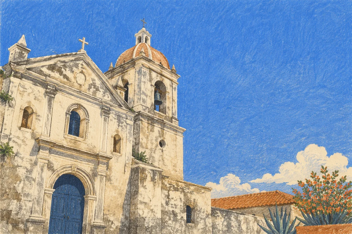 Historic Church Bell Tower Under Blue Sky