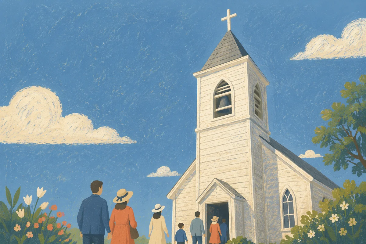White Church Bell Tower Under Blue Sky