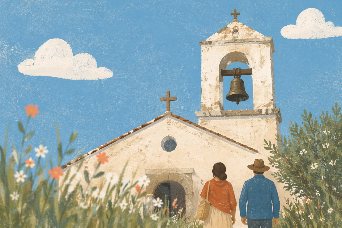 Countryside Church Bell Tower Under Blue Sky