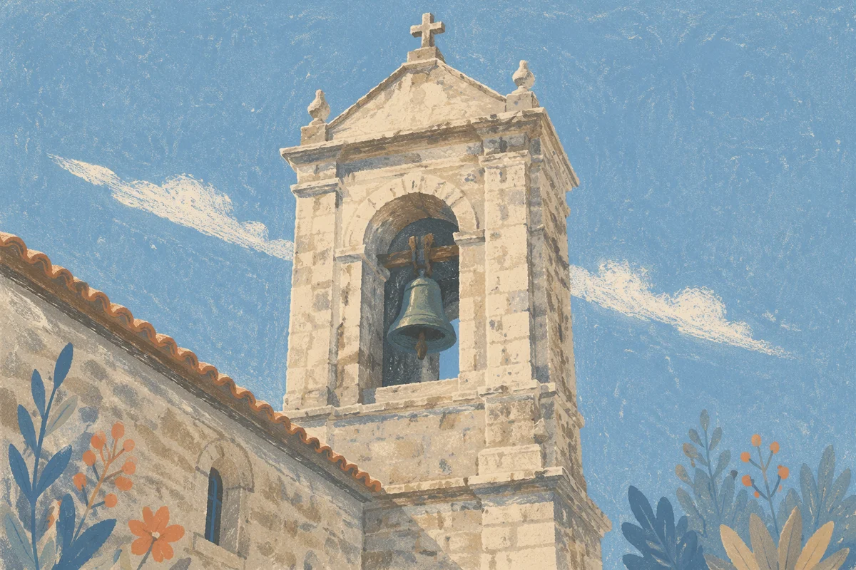 Historic Church Bell Tower Under Blue Sky