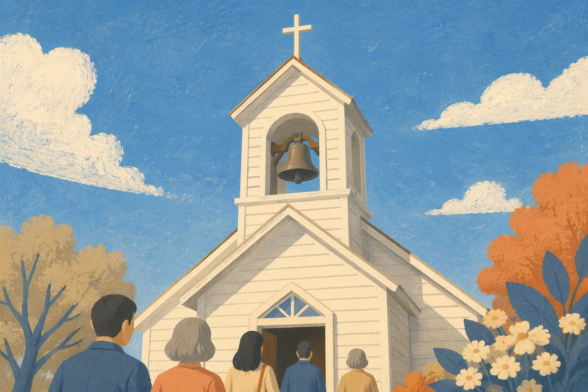 White Church Bell Tower Under Blue Sky