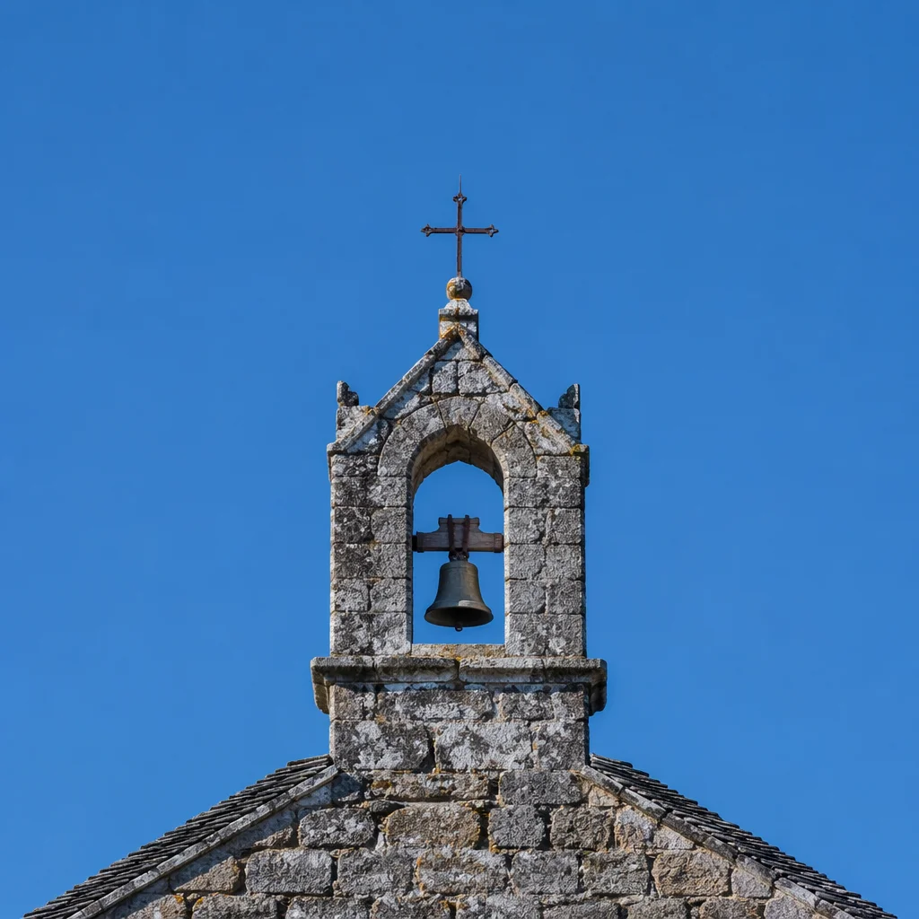 Rural Church Bell Tower Under Blue Sky