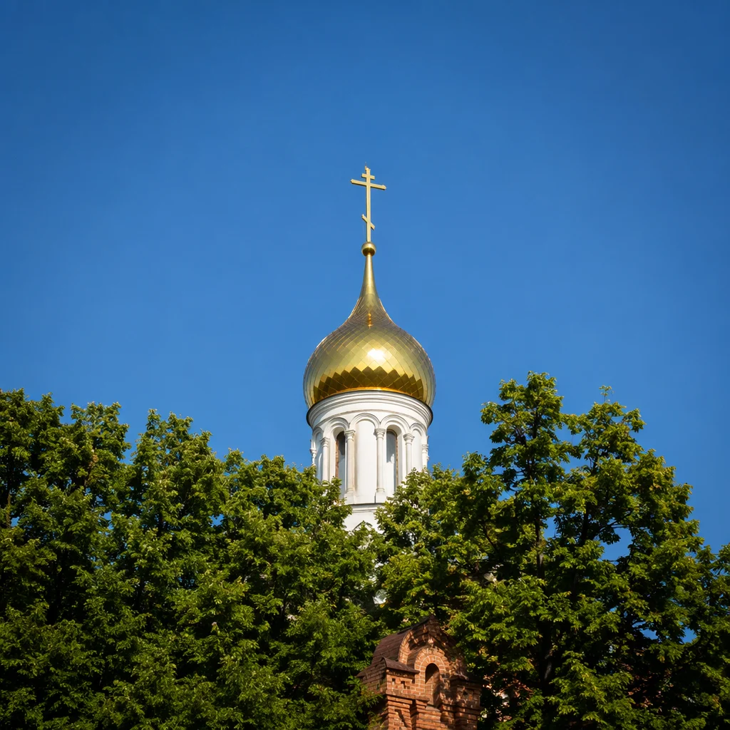 Historic Church Bell Tower Under Blue Sky