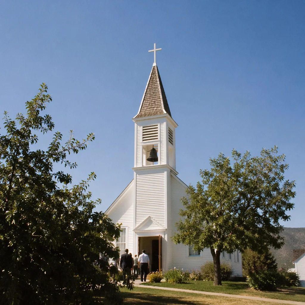 White Church Bell Tower Under Blue Sky