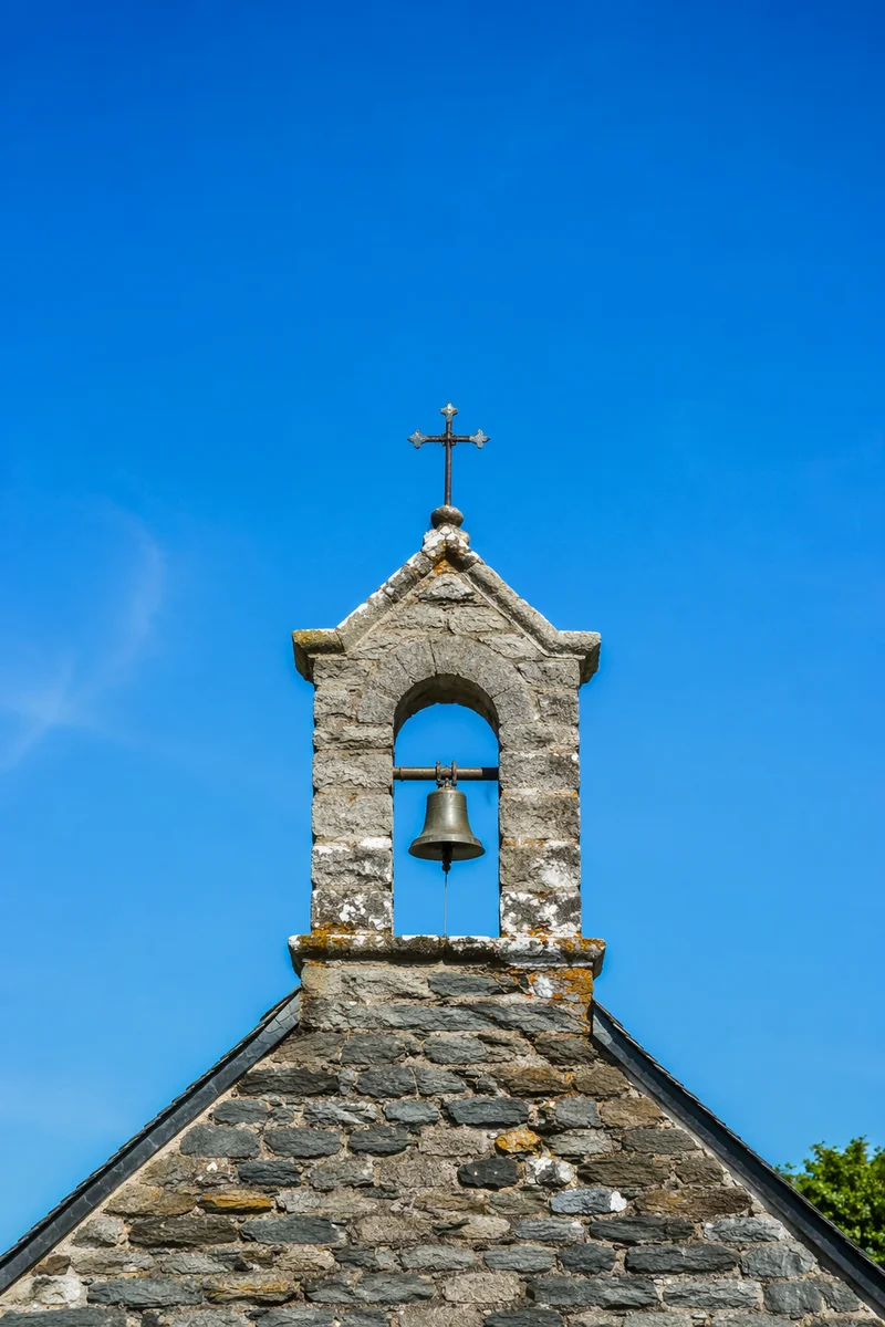 Rural Church Bell Tower Under Blue Sky