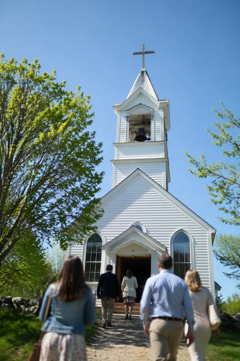 White Church Bell Tower Under Blue Sky