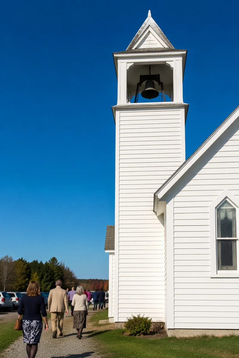 White Church Bell Tower Under Blue Sky