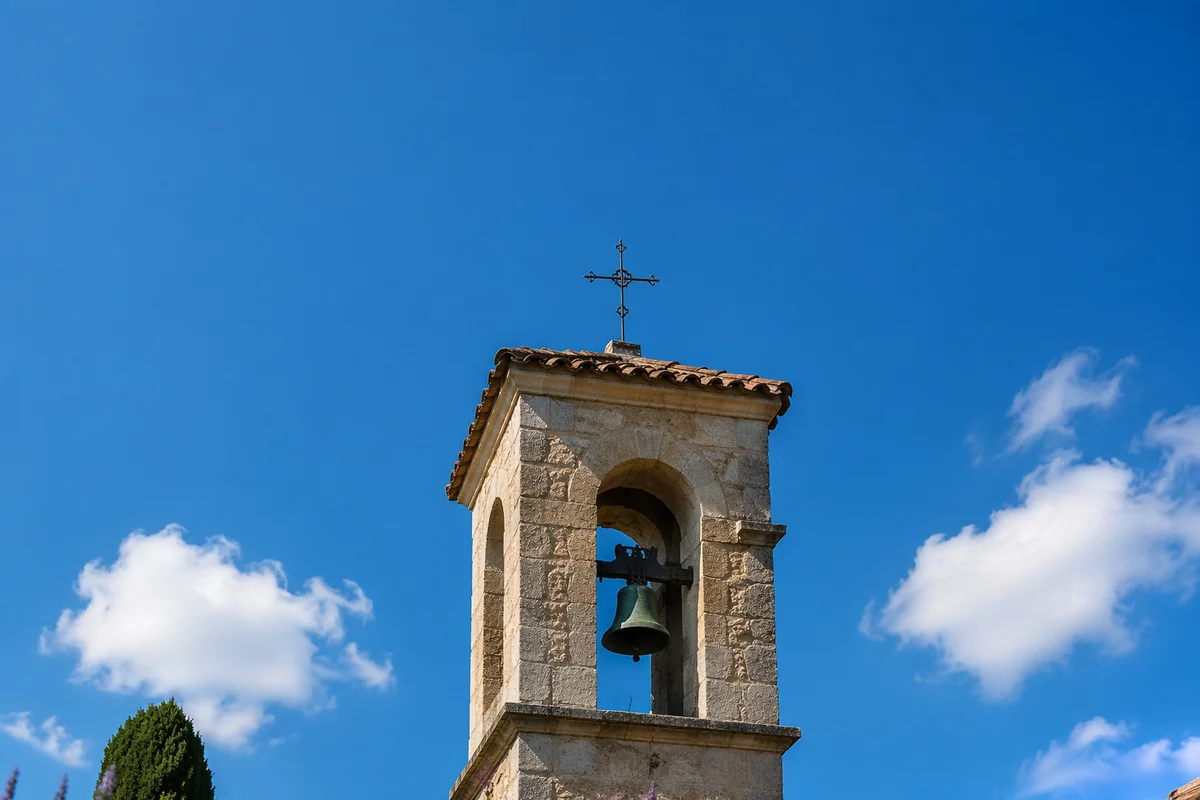 Historic Church Bell Tower Under Blue Sky