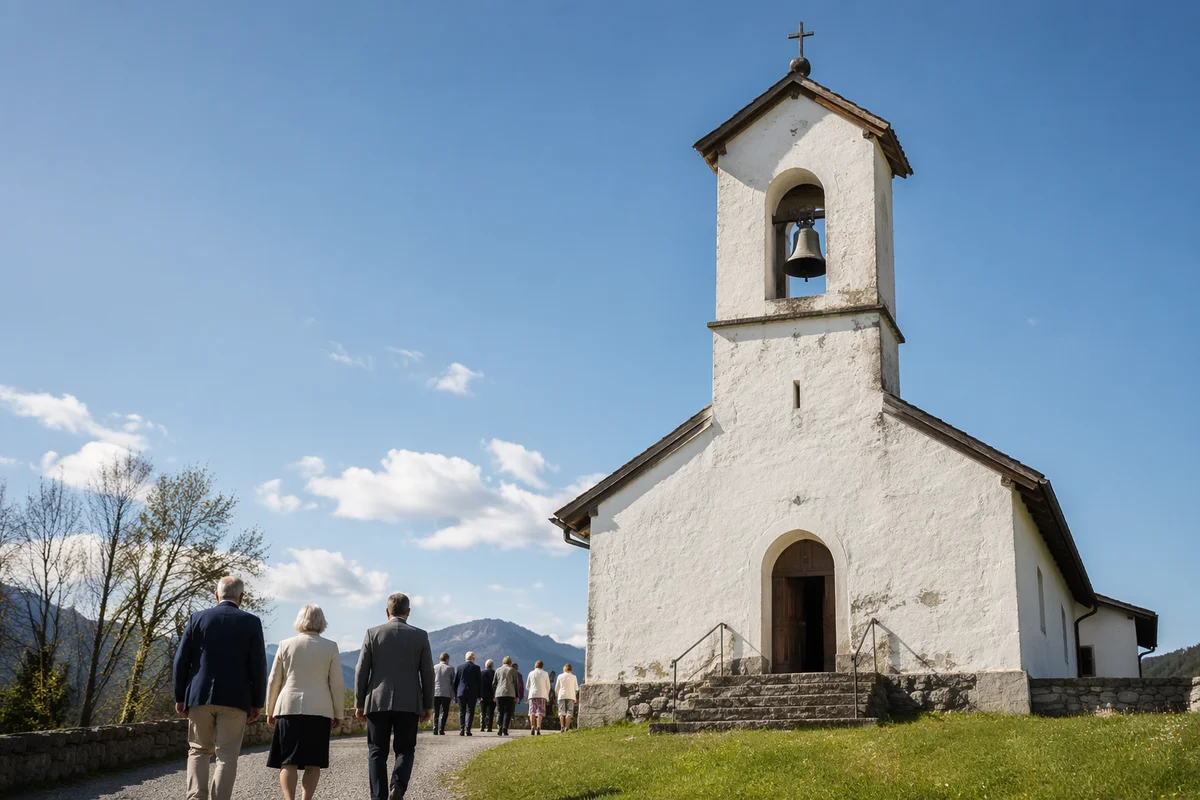 White Church Bell Tower Under Blue Sky