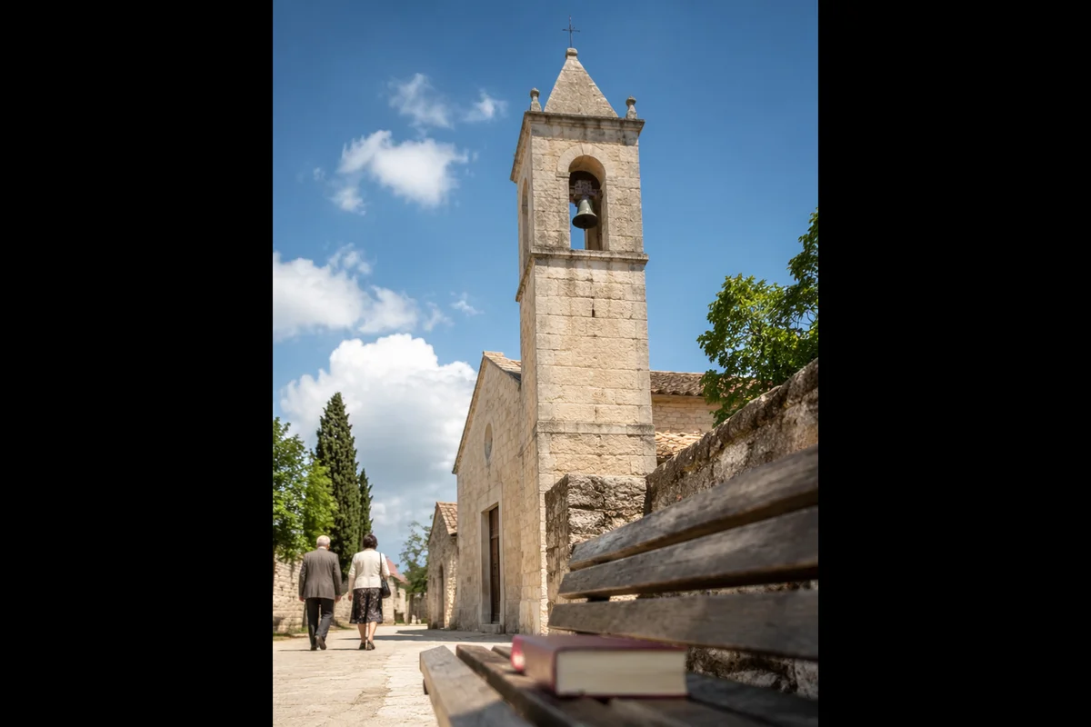Stone Church Bell Tower Under Blue Sky