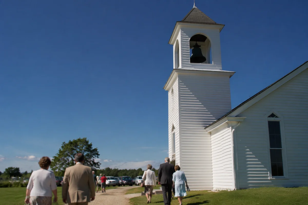 White Church Bell Tower Under Blue Sky