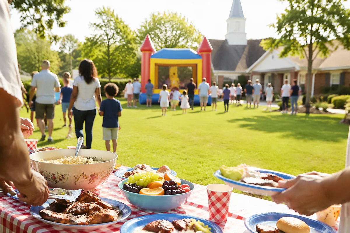 Sunny Church Block Party on Lawn