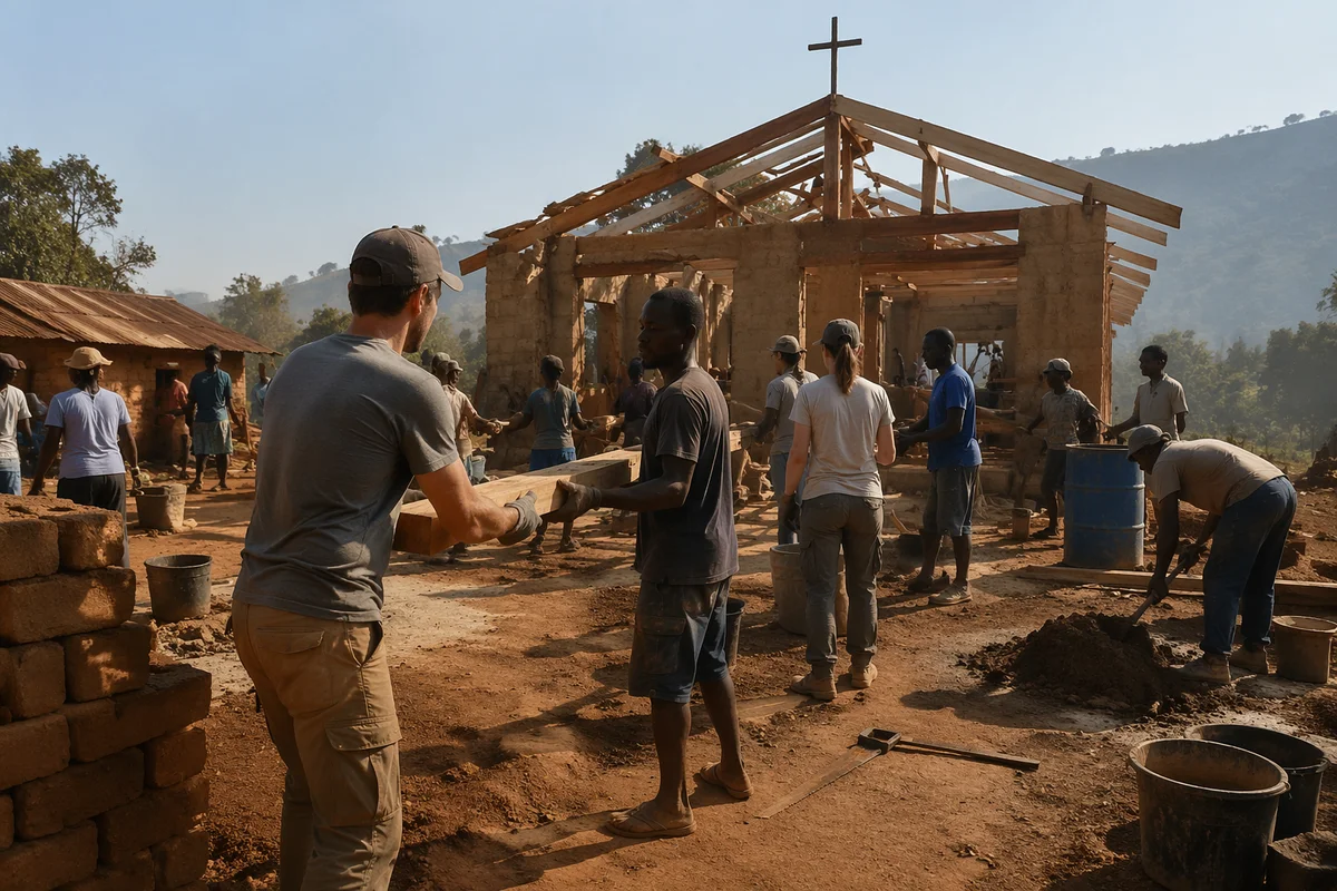Overseas Volunteers Building Rural Community Church