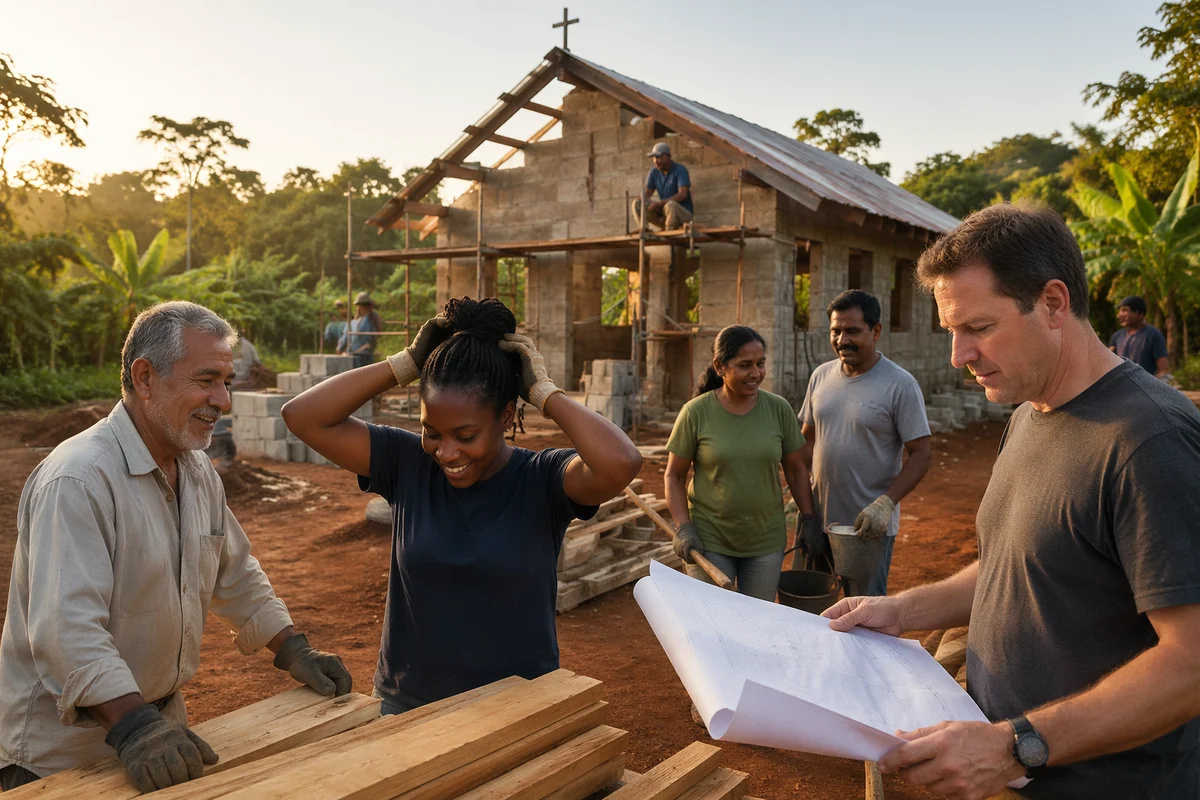 Volunteers Building Rural Tropical Chapel Together