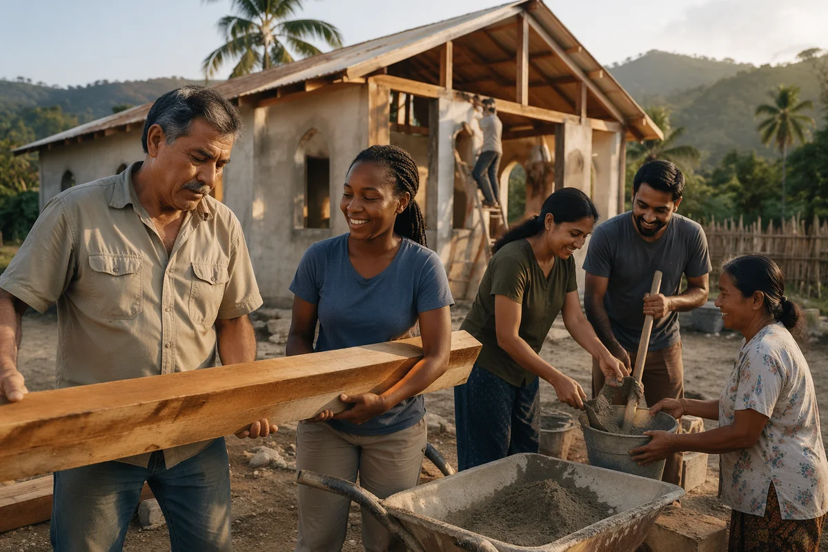 Volunteers Building Rural Village Chapel Together