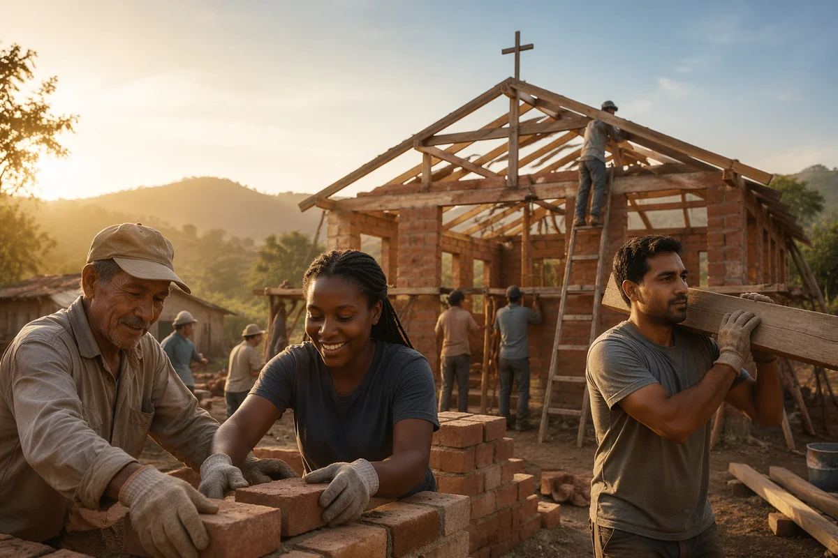 Volunteers Building Rural Community Church
