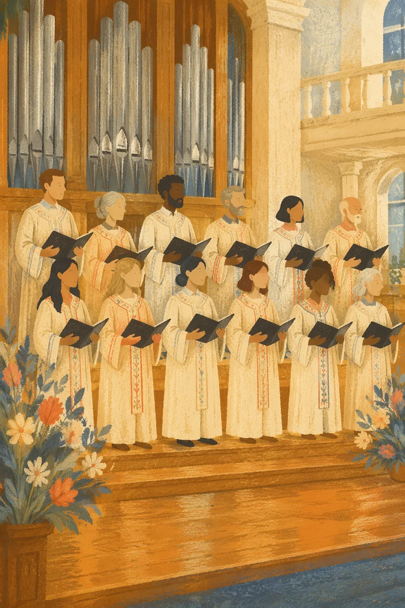 Traditional Church Choir in Ivory Robes