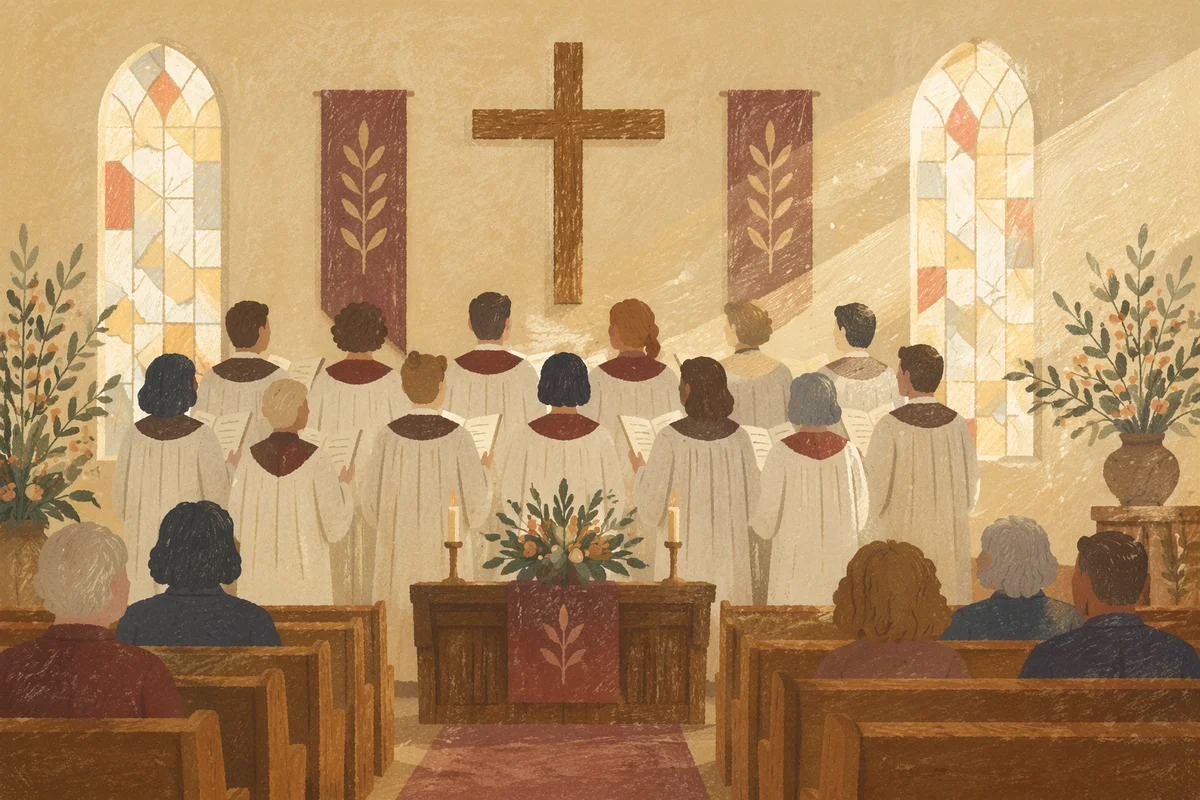 Church Choir Singing in Quiet Sanctuary