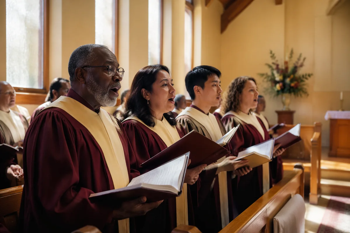 Church Choir Singing in Morning Sanctuary