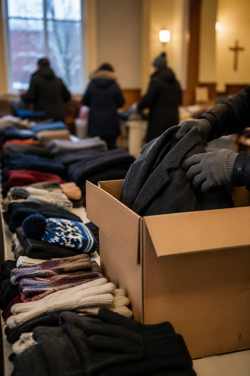 Church Winter Coat Drive Donation Scene