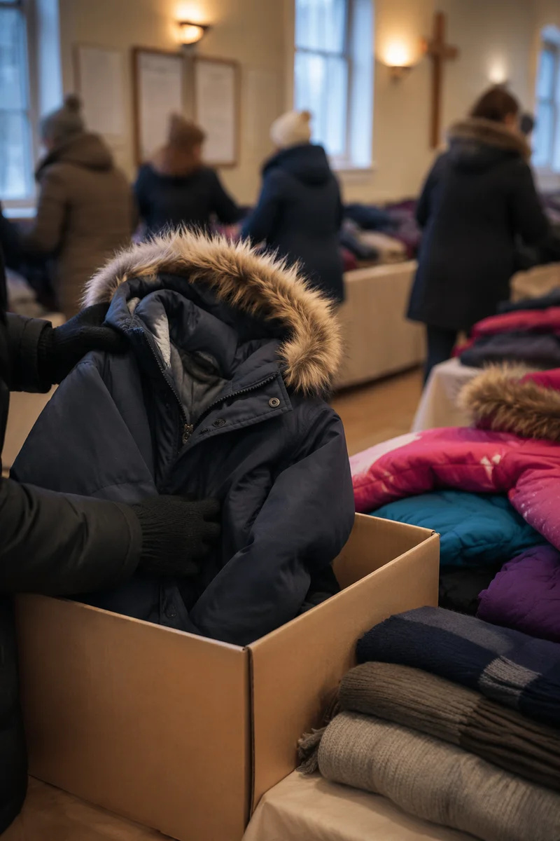 Church Winter Coat Drive Donation Scene