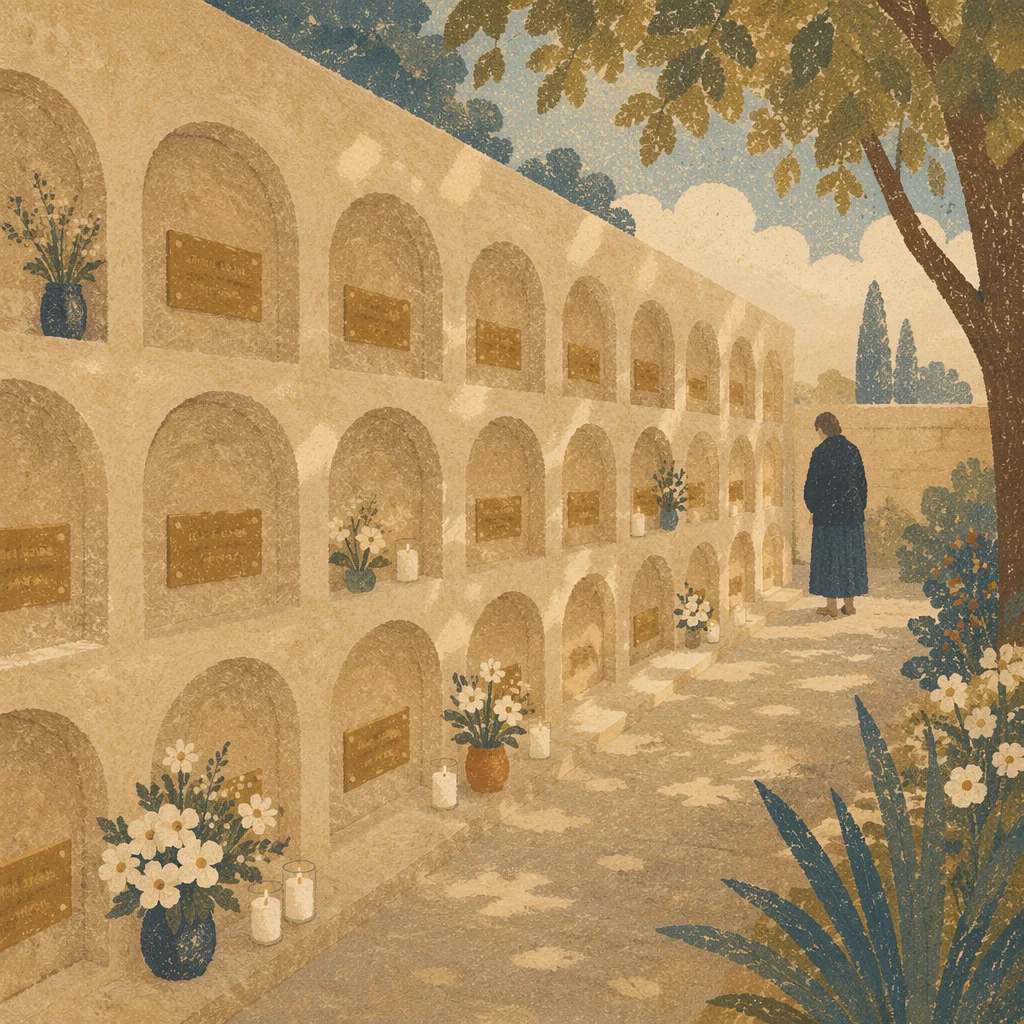 Peaceful Church Columbarium Memorial Garden Wall