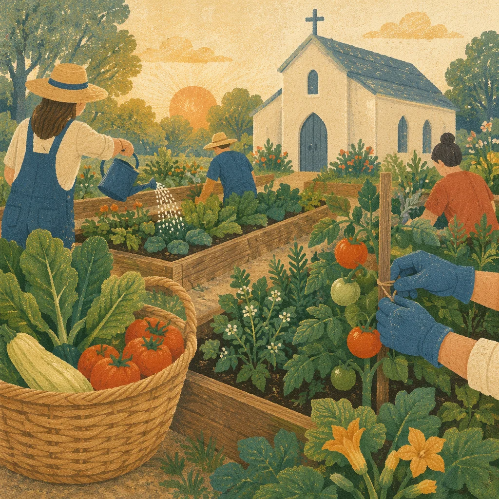 Sunrise Church Community Garden Harvest Scene