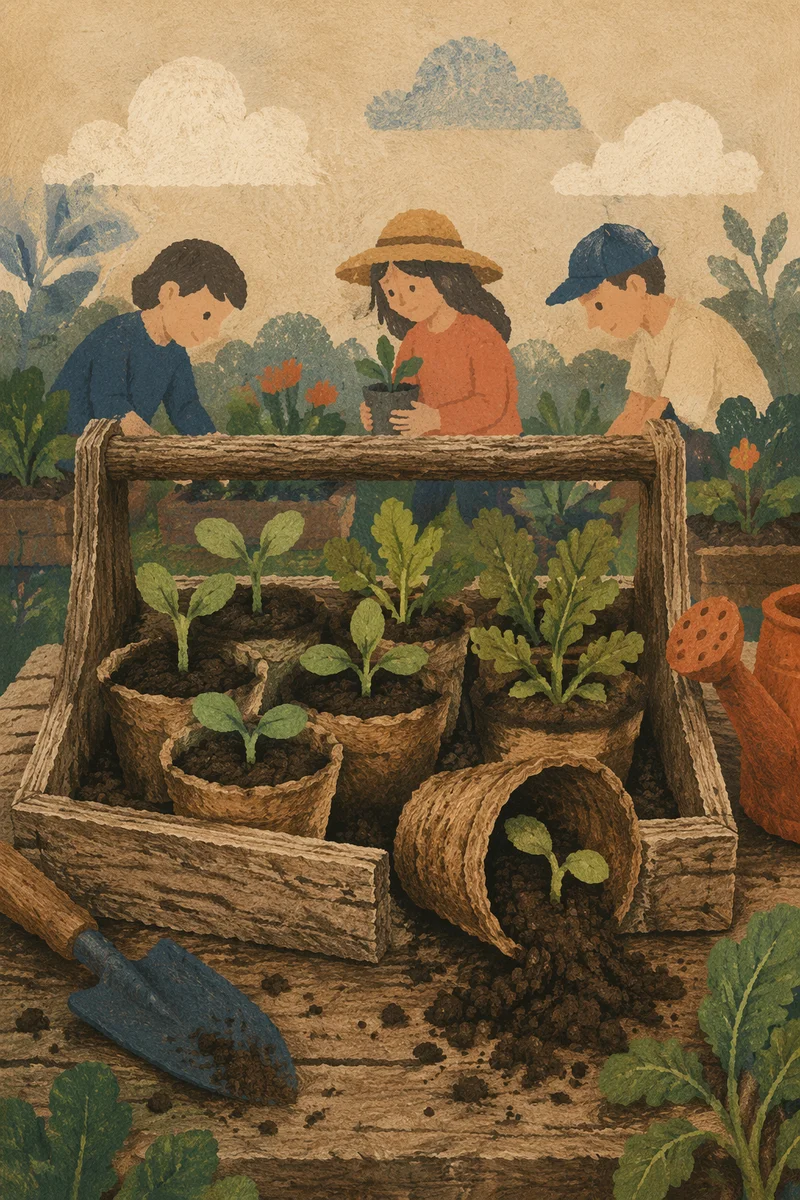 Church Community Garden Seedling Tray Close-Up