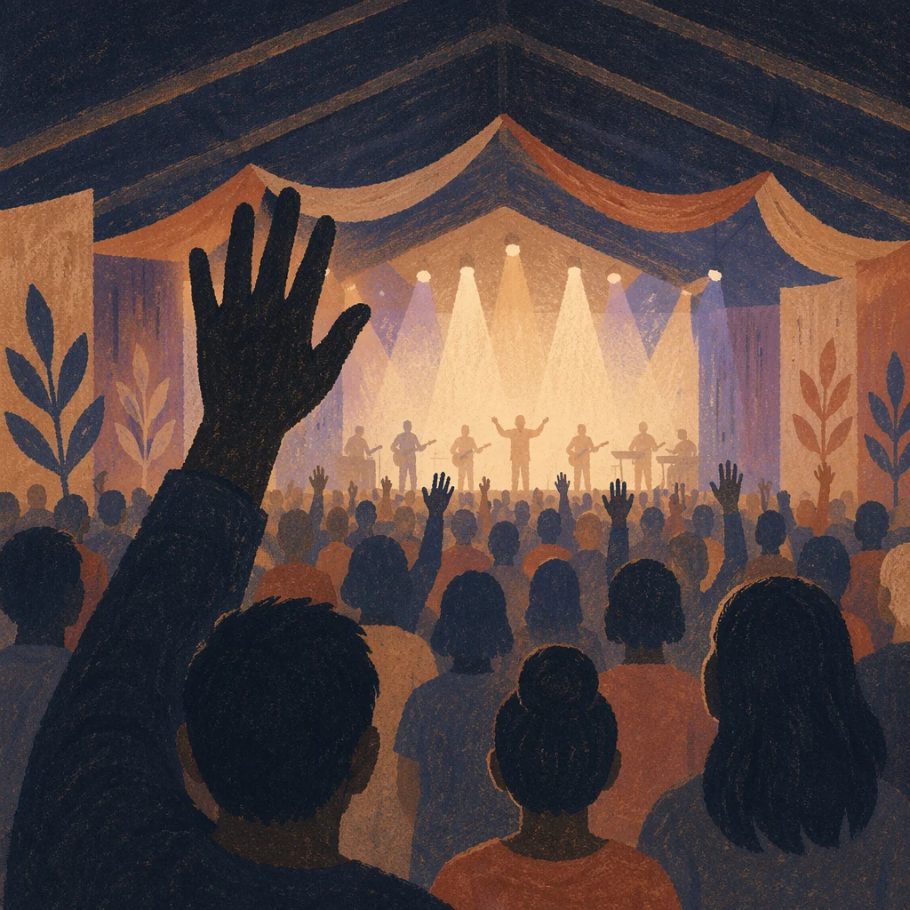 Worship Night Crowd with Raised Hands