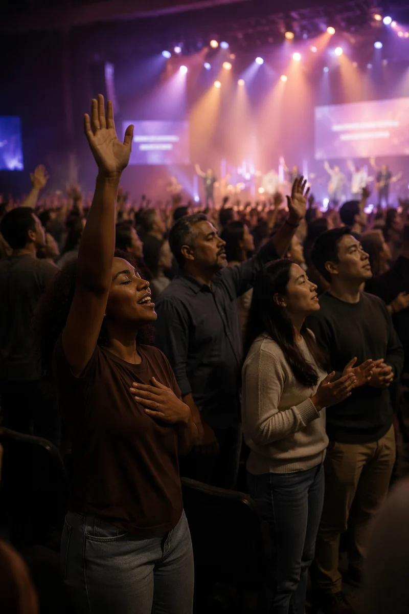 Worship Concert Crowd in Modern Auditorium