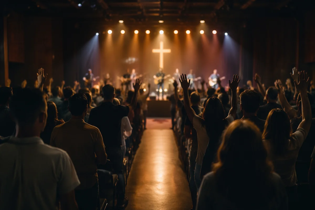 Evening Worship Night in Church Auditorium