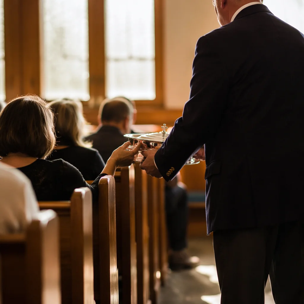 Deacon Serving Communion in Quiet Sanctuary