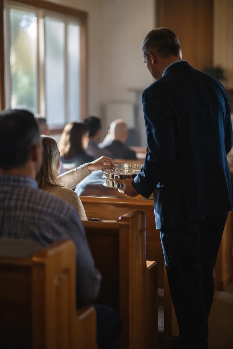 Deacon Serving Communion in Quiet Sanctuary