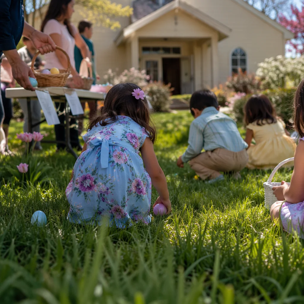Church Easter Egg Hunt Outreach Scene