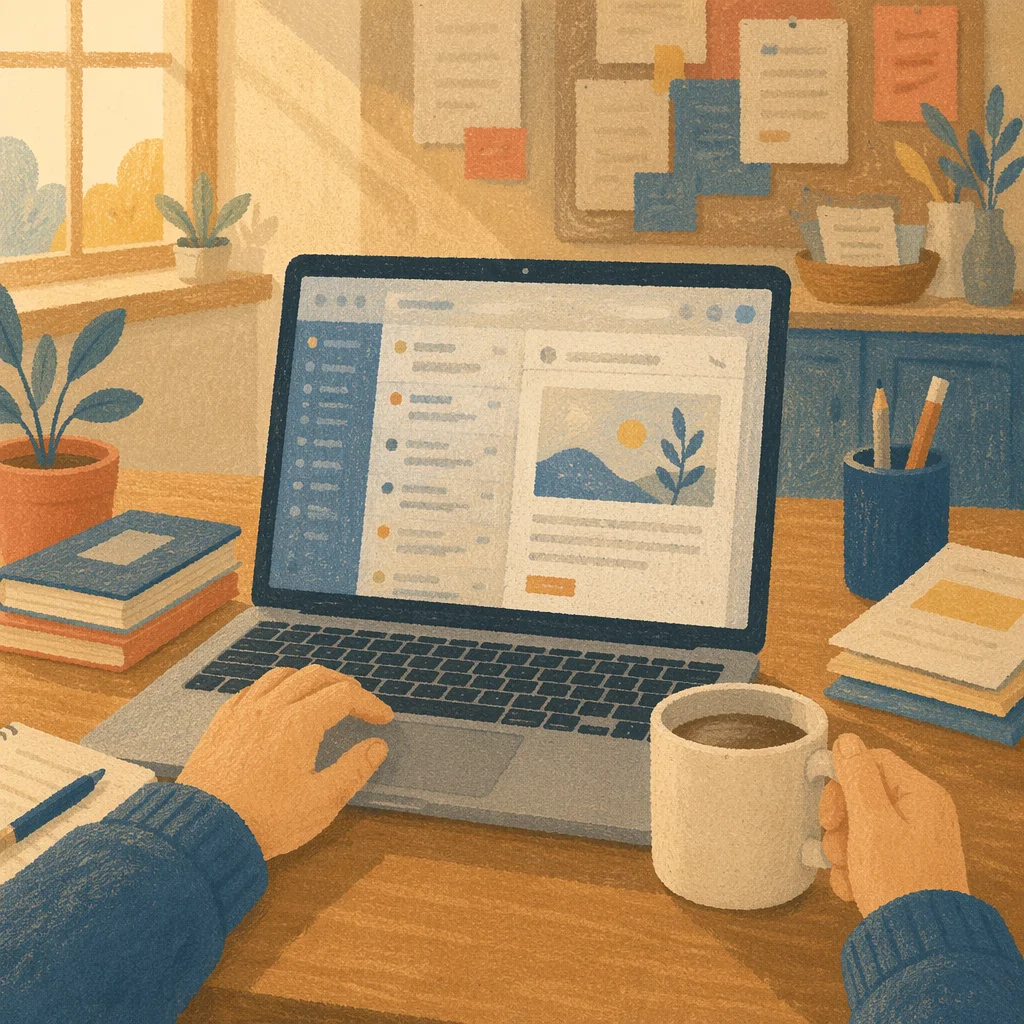 Church Newsletter Inbox on Office Laptop