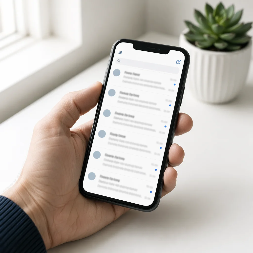 Church Newsletter Inbox on Smartphone Desk