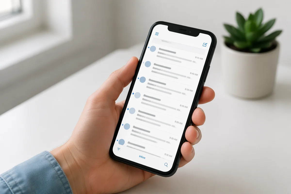 Church Newsletter Inbox on Smartphone Desk