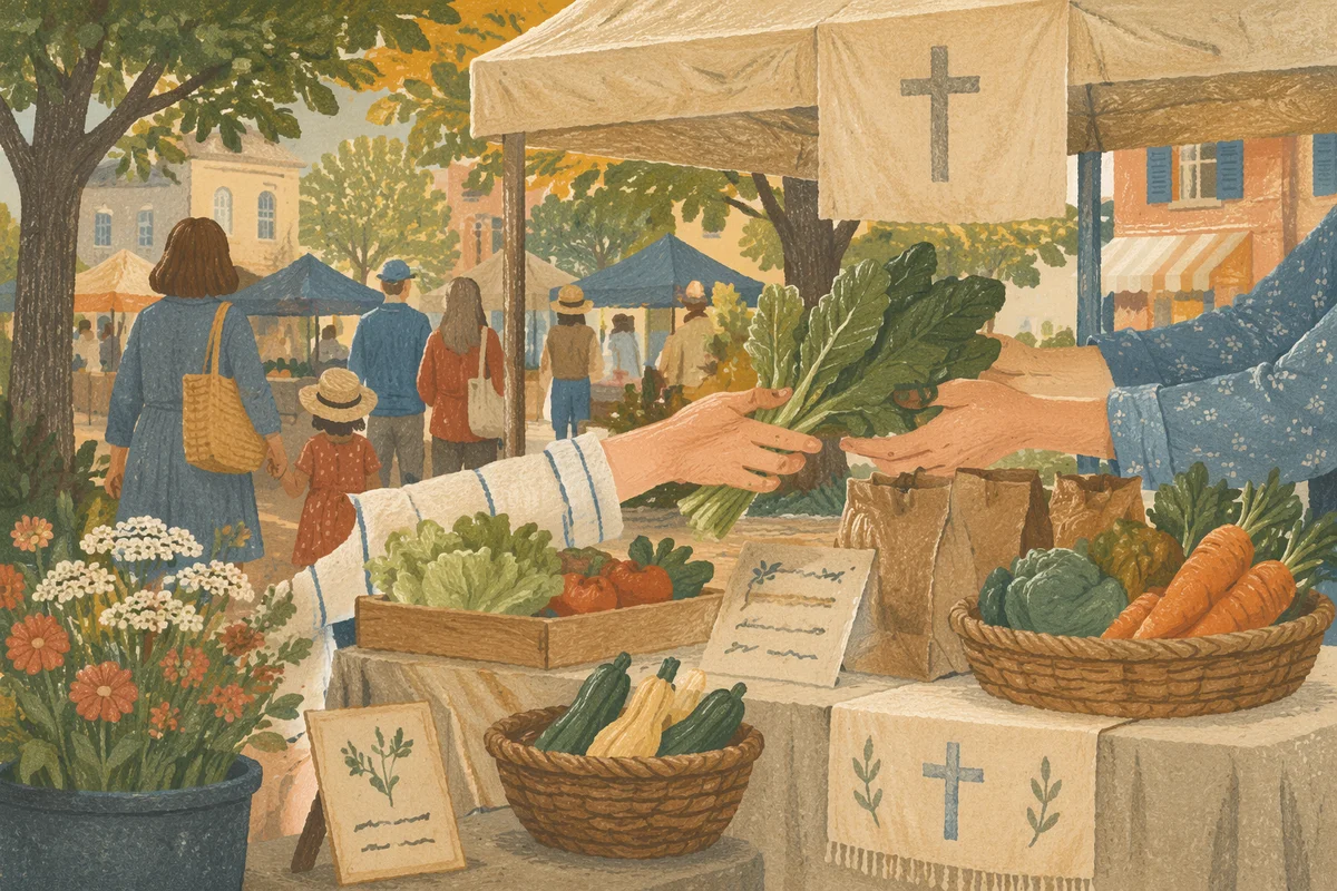 Church Farmers Market Outreach Booth at Sunrise